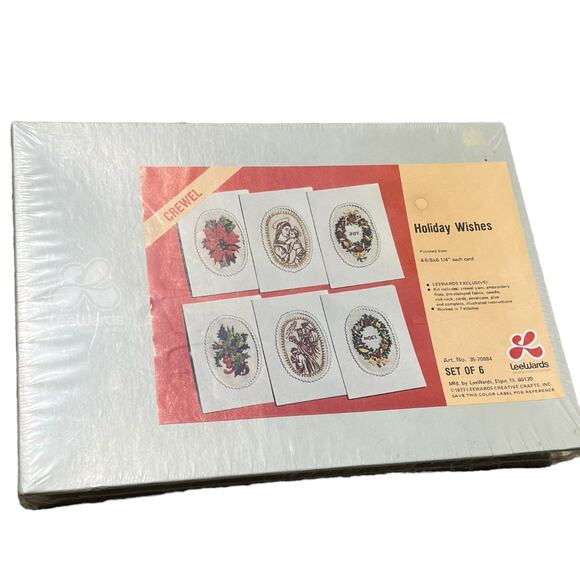 LeeWards No 5-70884 Holiday Wishes Sealed Crewel Card Kit - Picture 2 of 3
